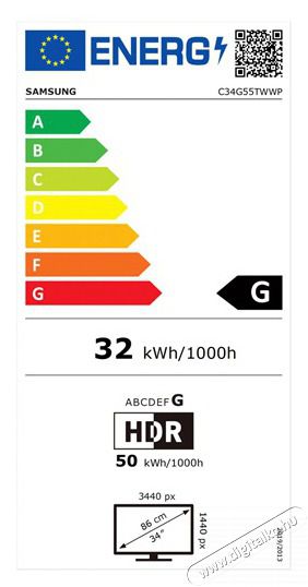 SAMSUNG 34 LC34G55TWWP WQHD HDMI Display port 165Hz &iacute;velt kijelzős monitor Iroda &eacute;s sz&aacute;m&iacute;t&aacute;stechnika - Monitor - 21:9 Ultrawide monitor - 475846