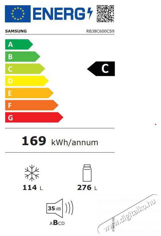 SAMSUNG RB38C600CS9/EF alulfagyaszt&oacute;s hűtő Konyhai term&eacute;kek - Hűtő, fagyaszt&oacute; (szabadon&aacute;ll&oacute;) - Alulfagyaszt&oacute;s kombin&aacute;lt hűtő - 500800