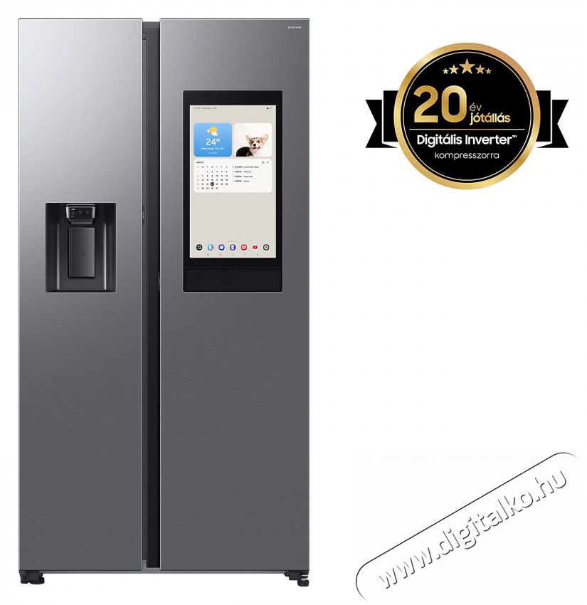 SAMSUNG RS90F66BETEO Side-by-Side hűtőszekr&eacute;ny Family Hubbal 614 L, matt met&aacute;l Konyhai term&eacute;kek - Hűtő, fagyaszt&oacute; (szabadon&aacute;ll&oacute;) - Amerikai t&iacute;pus&uacute; Side By Side hűtő - 505311