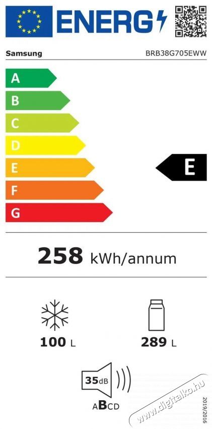 SAMSUNG BRB38G705EWWEF Konyhai term&eacute;kek - Hűtő, fagyaszt&oacute; (be&eacute;p&iacute;thető) - Alulfagyaszt&oacute;s kombin&aacute;lt hűtő - 509589