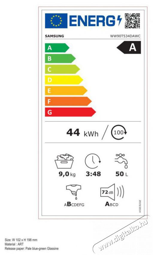SAMSUNG WW90T534DAWCS7 el&ouml;lt&ouml;ltős mos&oacute;g&eacute;p H&aacute;ztart&aacute;s / Otthon / K&uuml;lt&eacute;r - Mos&oacute;g&eacute;p / sz&aacute;r&iacute;t&oacute;g&eacute;p - El&ouml;lt&ouml;ltős norm&aacute;l (60cm-ig) mos&oacute;g&eacute;p - 518095