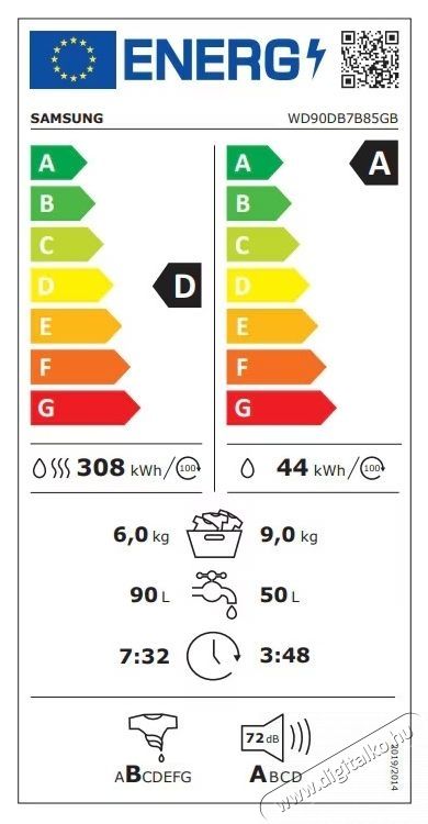 SAMSUNG WD90DB7B85G Mos&oacute;-sz&aacute;r&iacute;t&oacute;g&eacute;p, Fekete H&aacute;ztart&aacute;s / Otthon / K&uuml;lt&eacute;r - Mos&oacute;g&eacute;p / sz&aacute;r&iacute;t&oacute;g&eacute;p - Mos&oacute;-sz&aacute;r&iacute;t&oacute;g&eacute;p - 537279