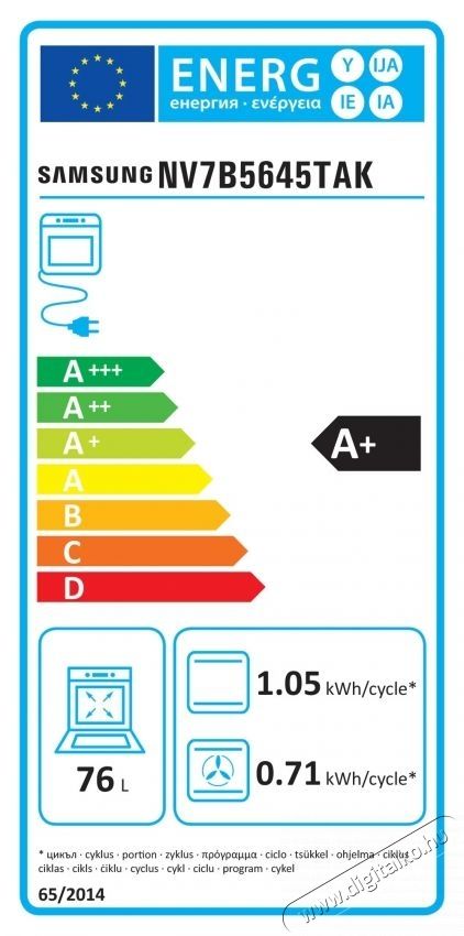 SAMSUNG Bespoke NV7B5645TAK/U2 Be&eacute;p&iacute;thető s&uuml;tő, Elektromos, 76 l, Dual Cook, Natural Steam, A+ energiaoszt&aacute;ly, Fekete Konyhai term&eacute;kek - S&uuml;tő-főzőlap, tűzhely (be&eacute;p&iacute;thető) - S&uuml;tő (be&eacute;p&iacute;thető) - 537987
