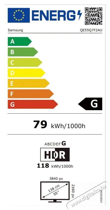 SAMSUNG 55Q7F2 QLED telev&iacute;zi&oacute;, 138 cm, Smart, 4K Ultra HD, G energiaoszt&aacute;ly Telev&iacute;zi&oacute;k - LED telev&iacute;zi&oacute; - UHD 4K felbont&aacute;s&uacute; - 540533
