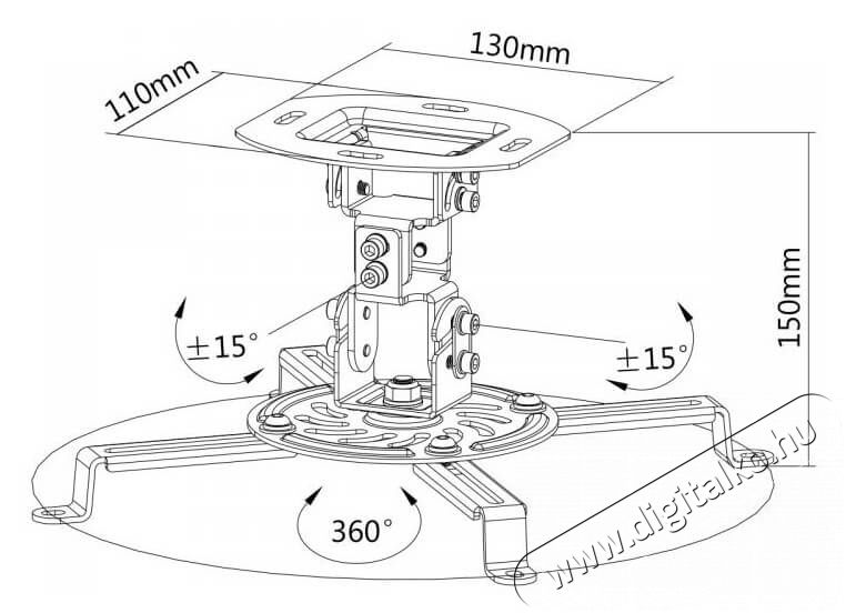 Sbox PM-18 d&ouml;nthető, forgathat&oacute; mennyezeti projektortart&oacute; Tv kieg&eacute;sz&iacute;tők - Fali tart&oacute; / konzol - Mennyezeti projektor tart&oacute; - 341448