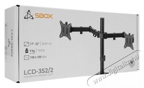 Sbox LCD-352/2-2 17-32 d&ouml;nthető, forgathat&oacute; asztali dual monitor tart&oacute; konzol Tv kieg&eacute;sz&iacute;tők - Fali tart&oacute; / konzol - Asztali tart&oacute; - 507715