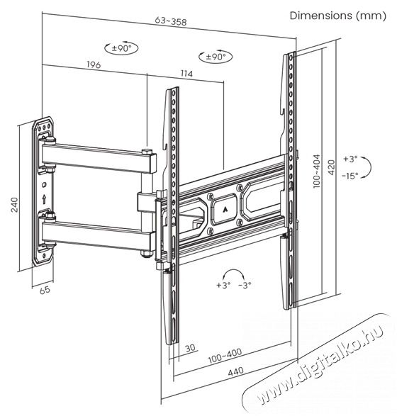 Sbox PLB-3644-2 32-55 d&ouml;nthető, forgathat&oacute; TV fali konzol Tv kieg&eacute;sz&iacute;tők - Fali tart&oacute; / konzol - Fali tv tart&oacute; - 508396