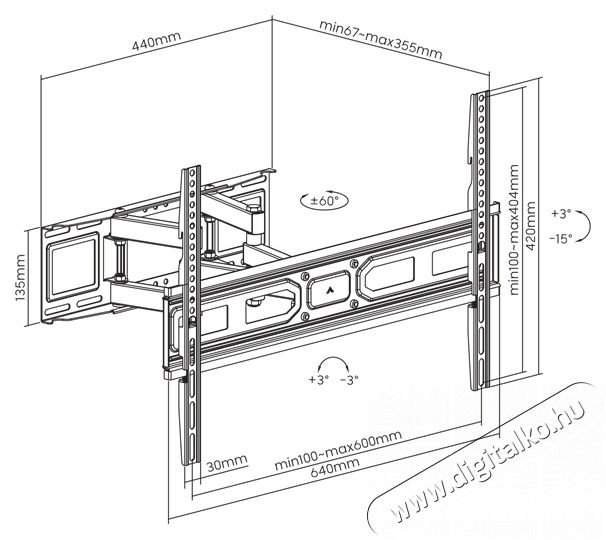 Sbox PLB-3646-2 37-80 d&ouml;nthető,forgathat&oacute; fali TV konzol Tv kieg&eacute;sz&iacute;tők - Fali tart&oacute; / konzol - Fali tv tart&oacute; - 507660