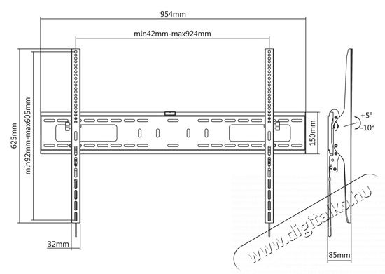 Sbox PLB-4269T 60-100 d&ouml;nthető fali TV konzol Tv kieg&eacute;sz&iacute;tők - Fali tart&oacute; / konzol - Fali tv tart&oacute; - 507661