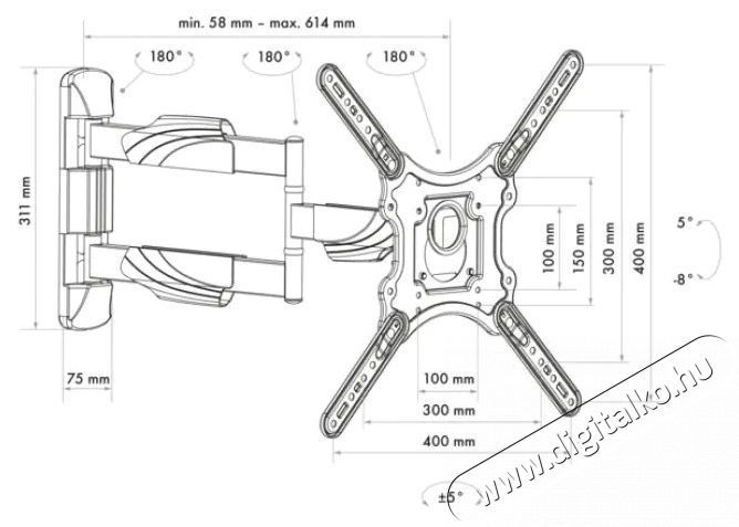 SCHWAIGER Motion 4 LWH35535513 23 - 75 LCD TV fali tart&oacute; Tv kieg&eacute;sz&iacute;tők - Fali tart&oacute; / konzol - Fali tv tart&oacute; - 531489