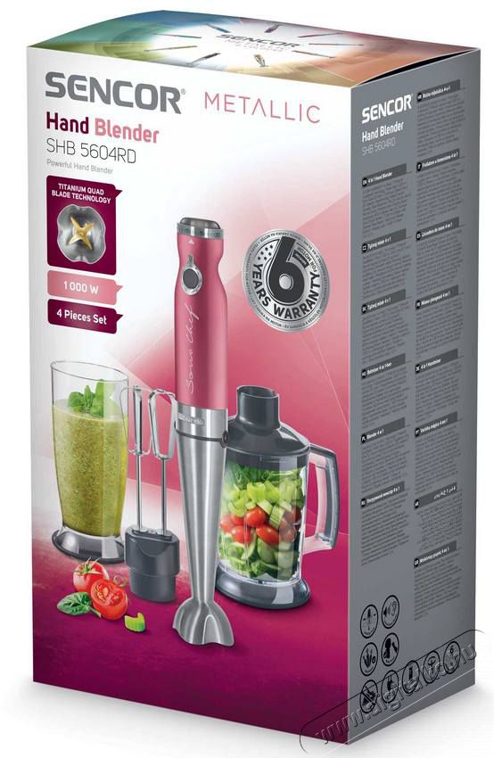 Sencor SHB 5604RD-EUE3 4in1 botmixer szett - piros Konyhai term&eacute;kek - Konyhai kisg&eacute;p (elők&eacute;sz&iacute;t&eacute;s / feldolgoz&aacute;s) - Botmixer - 354923
