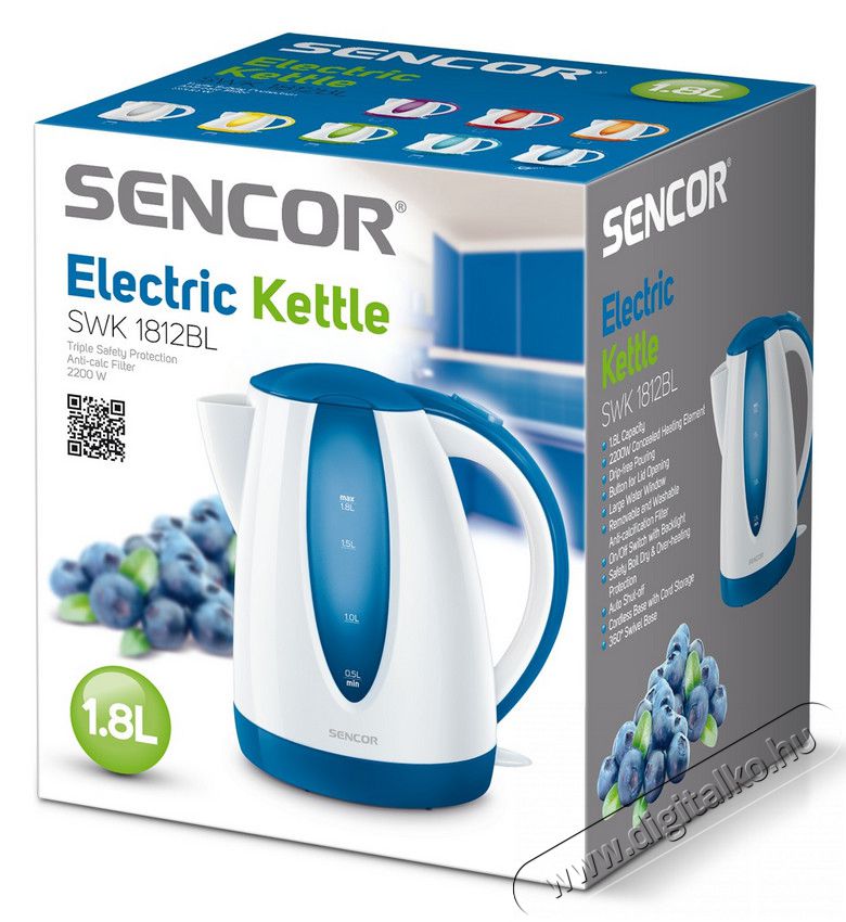 Sencor SWK 1812BL V&iacute;zforral&oacute; - feh&eacute;r/k&eacute;k Konyhai term&eacute;kek - V&iacute;zforral&oacute; / teafőző - 274720