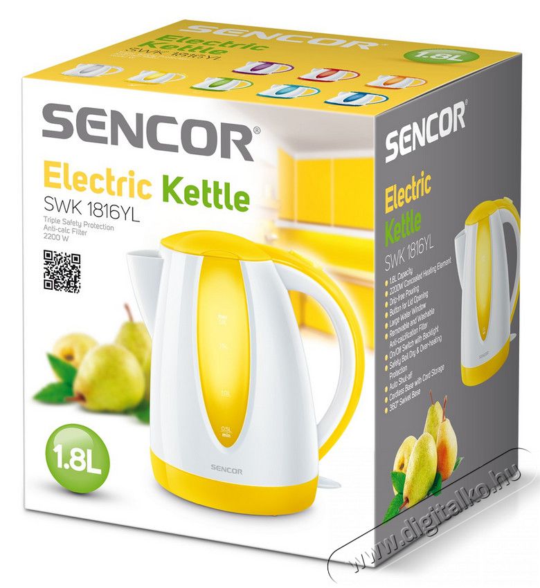 Sencor SWK 1816YL V&iacute;zforral&oacute; - feh&eacute;r/s&aacute;rga Konyhai term&eacute;kek - V&iacute;zforral&oacute; / teafőző - 274724