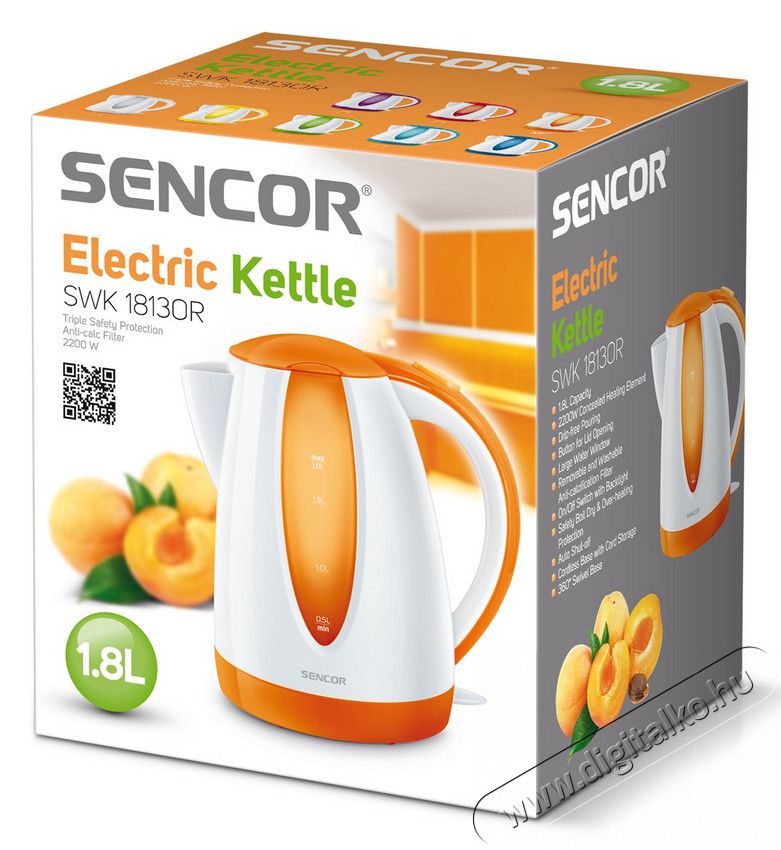 Sencor SWK 1813OR V&iacute;zforral&oacute; - feh&eacute;r/narancs Konyhai term&eacute;kek - V&iacute;zforral&oacute; / teafőző - 274721