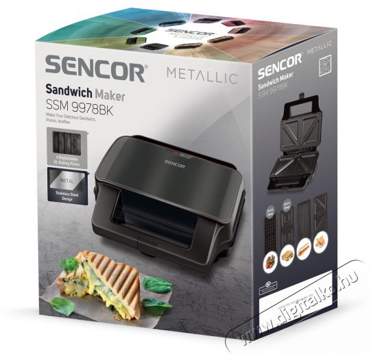 Sencor SSM 9978BK 4in1 szendvicss&uuml;tő Konyhai term&eacute;kek - Konyhai kisg&eacute;p (s&uuml;t&eacute;s / főz&eacute;s / hűt&eacute;s / &eacute;telk&eacute;sz&iacute;t&eacute;s) - Melegszendvics / gofri s&uuml;tő - 376841