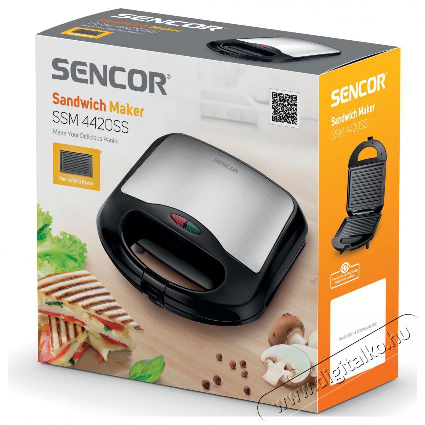 Sencor SSM 4420SS Panini grills&uuml;tő Konyhai term&eacute;kek - Konyhai kisg&eacute;p (s&uuml;t&eacute;s / főz&eacute;s / hűt&eacute;s / &eacute;telk&eacute;sz&iacute;t&eacute;s) - Kontakt grill s&uuml;tő / s&uuml;tőlap - 400737