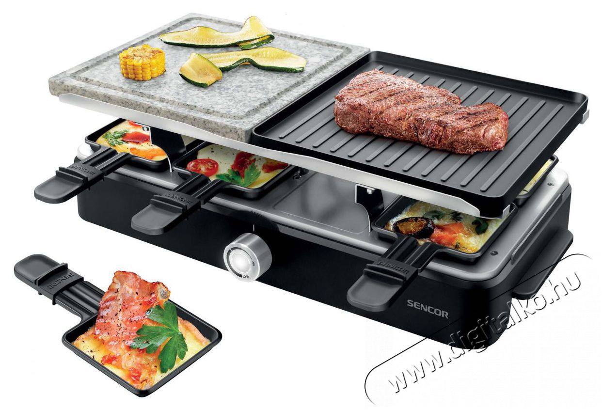 Sencor SBG 0260BK Raclette grill Konyhai term&eacute;kek - Konyhai kisg&eacute;p (s&uuml;t&eacute;s / főz&eacute;s / hűt&eacute;s / &eacute;telk&eacute;sz&iacute;t&eacute;s) - Kontakt grill s&uuml;tő / s&uuml;tőlap - 400624