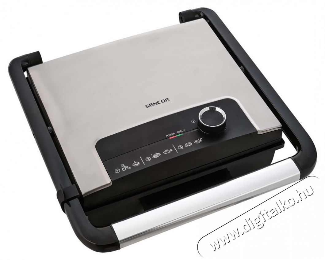 Sencor SBG 3710SS Kontakt grills&uuml;tő - Fekete-Ez&uuml;st Konyhai term&eacute;kek - Konyhai kisg&eacute;p (s&uuml;t&eacute;s / főz&eacute;s / hűt&eacute;s / &eacute;telk&eacute;sz&iacute;t&eacute;s) - Kontakt grill s&uuml;tő / s&uuml;tőlap - 400626