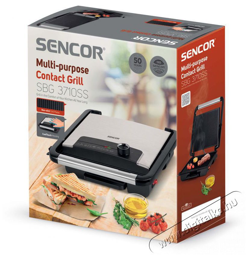 Sencor SBG 3710SS Kontakt grills&uuml;tő - Fekete-Ez&uuml;st Konyhai term&eacute;kek - Konyhai kisg&eacute;p (s&uuml;t&eacute;s / főz&eacute;s / hűt&eacute;s / &eacute;telk&eacute;sz&iacute;t&eacute;s) - Kontakt grill s&uuml;tő / s&uuml;tőlap - 400626