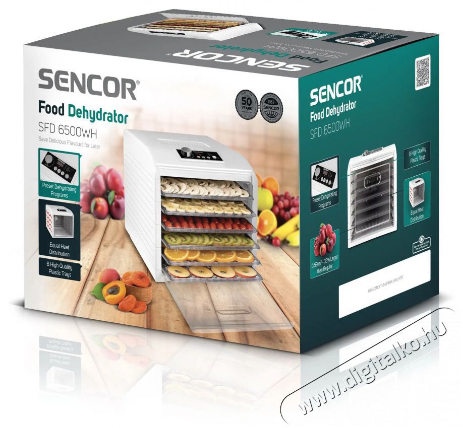 Sencor SFD 6500WH &Eacute;lelmiszer aszal&oacute; Konyhai term&eacute;kek - Konyhai kisg&eacute;p (s&uuml;t&eacute;s / főz&eacute;s / hűt&eacute;s / &eacute;telk&eacute;sz&iacute;t&eacute;s) - Gy&uuml;m&ouml;lcsaszal&oacute; - 400661