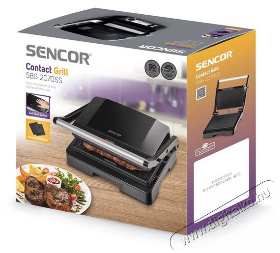 Sencor SBG 2070SS Kontakt, Pannini Grill - Fekete Konyhai term&eacute;kek - Konyhai kisg&eacute;p (s&uuml;t&eacute;s / főz&eacute;s / hűt&eacute;s / &eacute;telk&eacute;sz&iacute;t&eacute;s) - Kontakt grill s&uuml;tő / s&uuml;tőlap - 400625