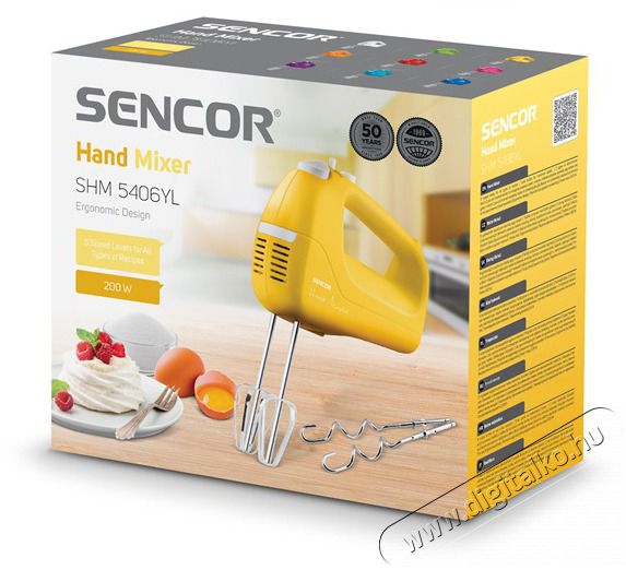 Sencor SHM 5406YL k&eacute;zi mixer - s&aacute;rga Konyhai term&eacute;kek - Konyhai kisg&eacute;p (elők&eacute;sz&iacute;t&eacute;s / feldolgoz&aacute;s) - K&eacute;zi mixer - 463165