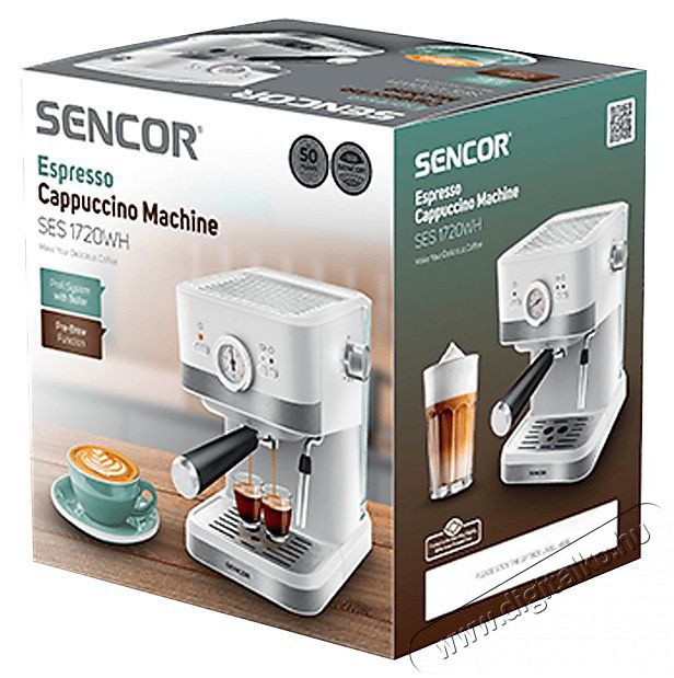 Sencor SES 1720WH Eszpressz&oacute; k&aacute;v&eacute;főző Konyhai term&eacute;kek - K&aacute;v&eacute;főző / k&aacute;v&eacute;&ouml;rlő / kieg&eacute;sz&iacute;tő - Pressz&oacute; k&aacute;v&eacute;főző - 493601
