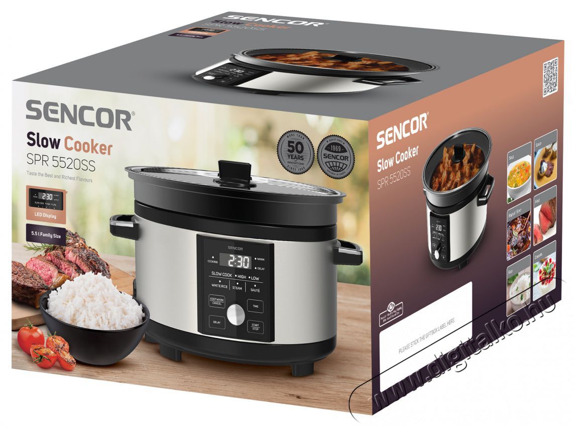 Sencor SPR 5520SS Lass&uacute; főző ed&eacute;ny Konyhai term&eacute;kek - Konyhai kisg&eacute;p (s&uuml;t&eacute;s / főz&eacute;s / hűt&eacute;s / &eacute;telk&eacute;sz&iacute;t&eacute;s) - L&eacute;gkever&eacute;ses főzőg&eacute;p / elektromos kukta / multifunkci&oacute;s s&uuml;tő - 499599