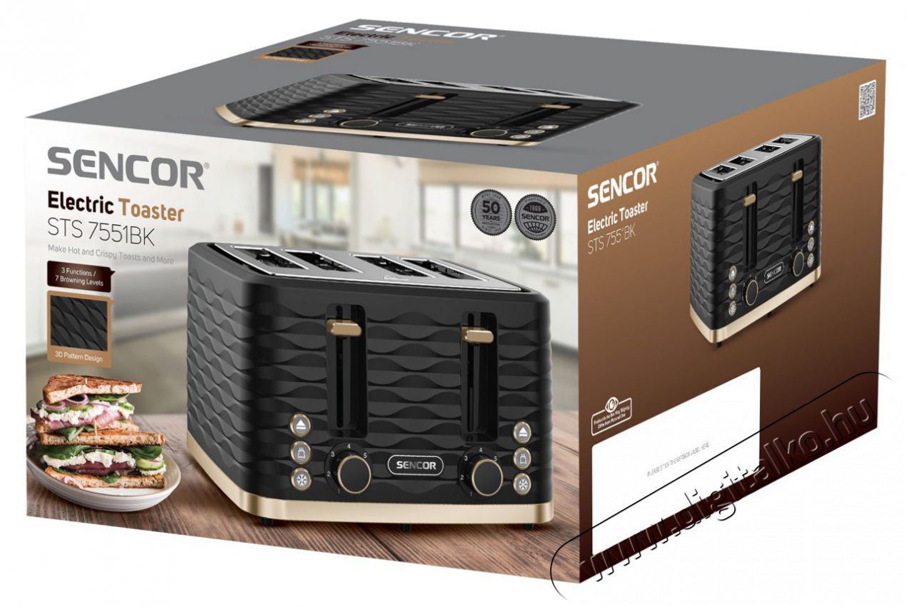 Sencor STS 7551BK Keny&eacute;rpir&iacute;t&oacute; 4szeletes Konyhai term&eacute;kek - Konyhai kisg&eacute;p (s&uuml;t&eacute;s / főz&eacute;s / hűt&eacute;s / &eacute;telk&eacute;sz&iacute;t&eacute;s) - Keny&eacute;rpir&iacute;t&oacute; - 493704
