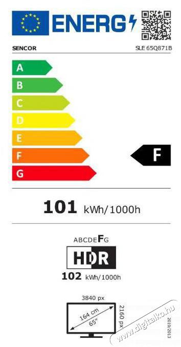 Sencor 65  SLE 65Q871B Telev&iacute;zi&oacute;k - OLED telev&iacute;zi&oacute; - UHD 4K felbont&aacute;s&uacute; - 506064