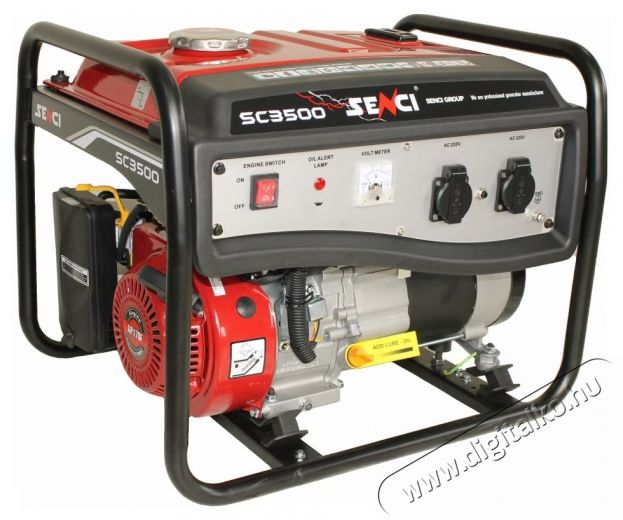 SENCI Elektromos &aacute;ramgener&aacute;tor, SC-3500 LITE, 7 LE, 3100 W, 208 CC, 230 V, fesz&uuml;lts&eacute;gstabiliz&aacute;tor (AVR), k&ouml;t&eacute;lind&iacute;t&aacute;s, 15 l benzin, 13,5 &oacute;ra maxim&aacute;lis auton&oacute;mia H&aacute;ztart&aacute;s / Otthon / K&uuml;lt&eacute;r - Szersz&aacute;m - &Aacute;ramfejlesztő - 537288