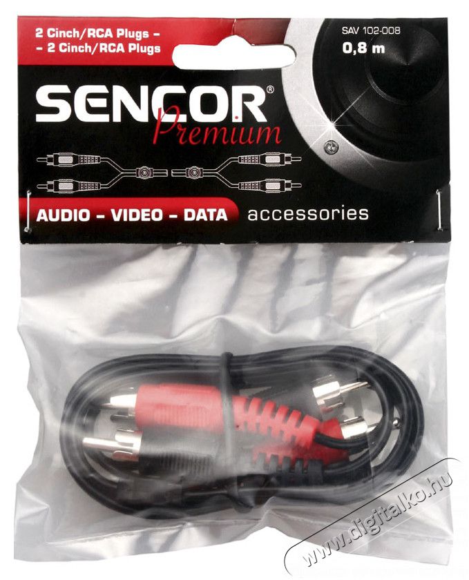 Sencor SAV 102-015 2 RCA hosszabb&iacute;t&oacute; k&aacute;bel 1,5M Tv kieg&eacute;sz&iacute;tők - K&aacute;bel / csatlakoz&oacute; - RCA k&aacute;bel - 261006