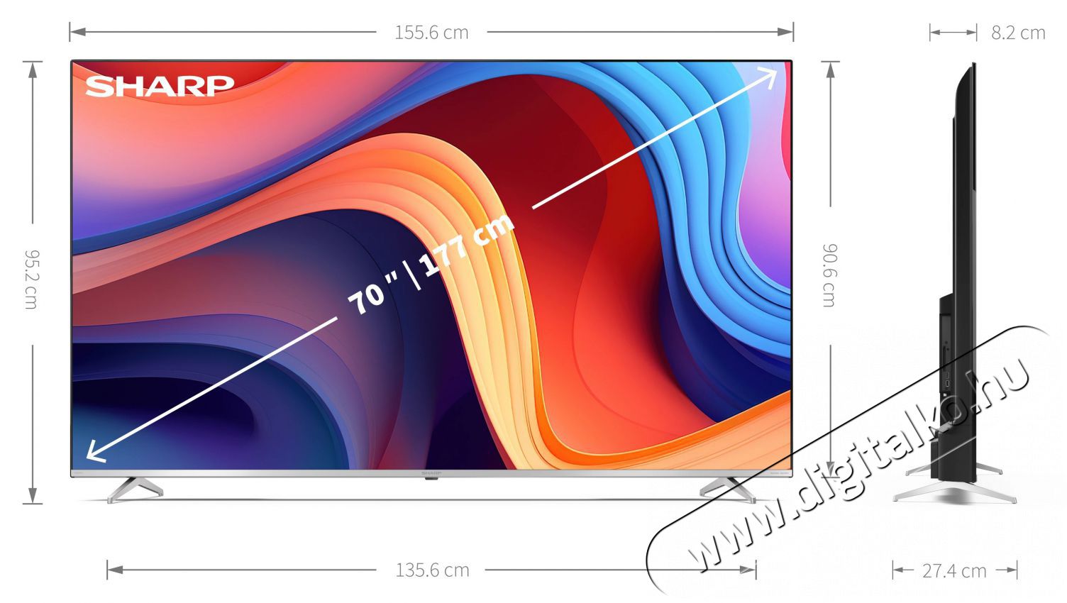 SHARP 70GP6260E 177cm-es 4K UHD QLED Sharp Google TV Harman Kardon hangsz&oacute;r&oacute;kkal Telev&iacute;zi&oacute;k - LED telev&iacute;zi&oacute; - UHD 4K felbont&aacute;s&uacute; - 493936