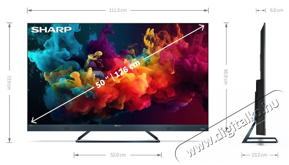 SHARP 50FQ5EG 126cm-es 4K UHD 144Hz Quantum Dot Sharp Google TV Harman Kardon hangsz&oacute;r&oacute;kkal Telev&iacute;zi&oacute;k - LED telev&iacute;zi&oacute; - UHD 4K felbont&aacute;s&uacute; - 494540
