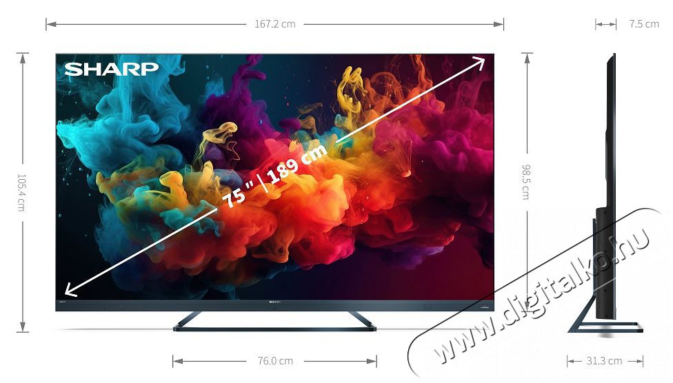 SHARP 75FQ5EG 189cm-es 4K UHD 144Hz Quantum Dot Sharp Google TV Harman Kardon hangsz&oacute;r&oacute;kkal Telev&iacute;zi&oacute;k - LED telev&iacute;zi&oacute; - UHD 4K felbont&aacute;s&uacute; - 494542