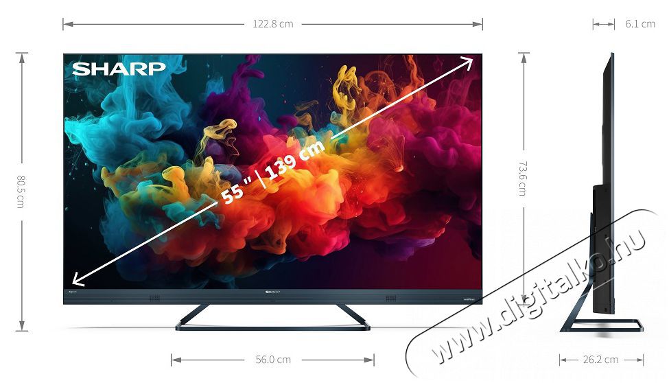 SHARP 55FQ5EG 139cm-es 4K UHD 144Hz Quantum Dot Sharp Google TV Harman Kardon hangsz&oacute;r&oacute;kkal Telev&iacute;zi&oacute;k - LED telev&iacute;zi&oacute; - UHD 4K felbont&aacute;s&uacute; - 494836