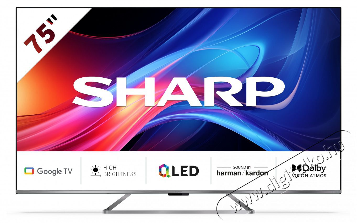 SHARP 75GP7265E 189cm-es 4K UHD QLED Google TV Harman/Kardon hangsz&oacute;r&oacute;kkal Telev&iacute;zi&oacute;k - LED telev&iacute;zi&oacute; - UHD 4K felbont&aacute;s&uacute; - 499838