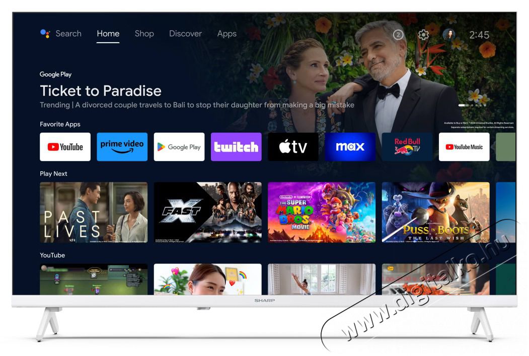 SHARP 32FH2EW 80cm-es HD Android LED TV, feh&eacute;r Telev&iacute;zi&oacute;k - LED telev&iacute;zi&oacute; - 720p HD Ready felbont&aacute;s&uacute; - 500913