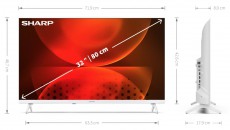SHARP 32FH2EW 80cm-es HD Android LED TV, feh&eacute;r Telev&iacute;zi&oacute;k - LED telev&iacute;zi&oacute; - 720p HD Ready felbont&aacute;s&uacute; - 500913