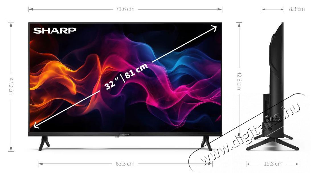 SHARP 32GF3265E 81cm-es Full HD QLED Google TV Telev&iacute;zi&oacute;k - LED telev&iacute;zi&oacute; - 1080p Full HD felbont&aacute;s&uacute; - 500997