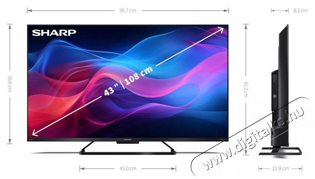 SHARP 43GR8265E 108cm-es 4K UHD 144Hz QLED Google TV Telev&iacute;zi&oacute;k - LED telev&iacute;zi&oacute; - UHD 4K felbont&aacute;s&uacute; - 500995