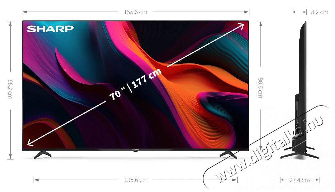SHARP 70GL4260EB 177cm-es 4K UHD Google TV Telev&iacute;zi&oacute;k - LED telev&iacute;zi&oacute; - UHD 4K felbont&aacute;s&uacute; - 500932