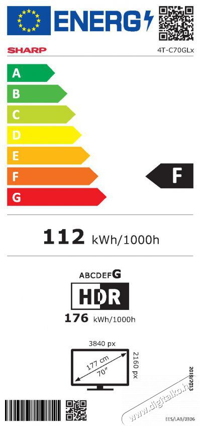 SHARP 70GL4260EB 177cm-es 4K UHD Google TV Telev&iacute;zi&oacute;k - LED telev&iacute;zi&oacute; - UHD 4K felbont&aacute;s&uacute; - 500932