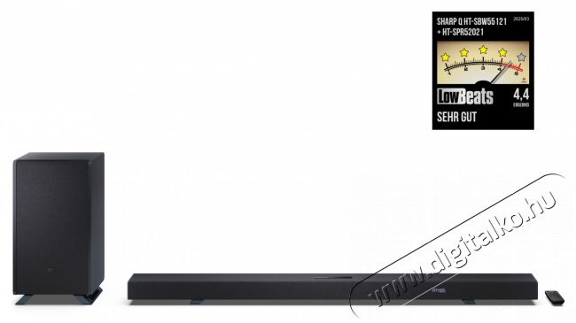 SHARP Q HT-SBW55121(BK) 5.1.2 Dolby Atmos / DTS:X hangprojektor vezet&eacute;k n&eacute;lk&uuml;li m&eacute;lynyom&oacute;val fekete Audio-Video / Hifi / Multim&eacute;dia - Hangprojektor / soundbar - M&eacute;lyl&aacute;d&aacute;val - 505451