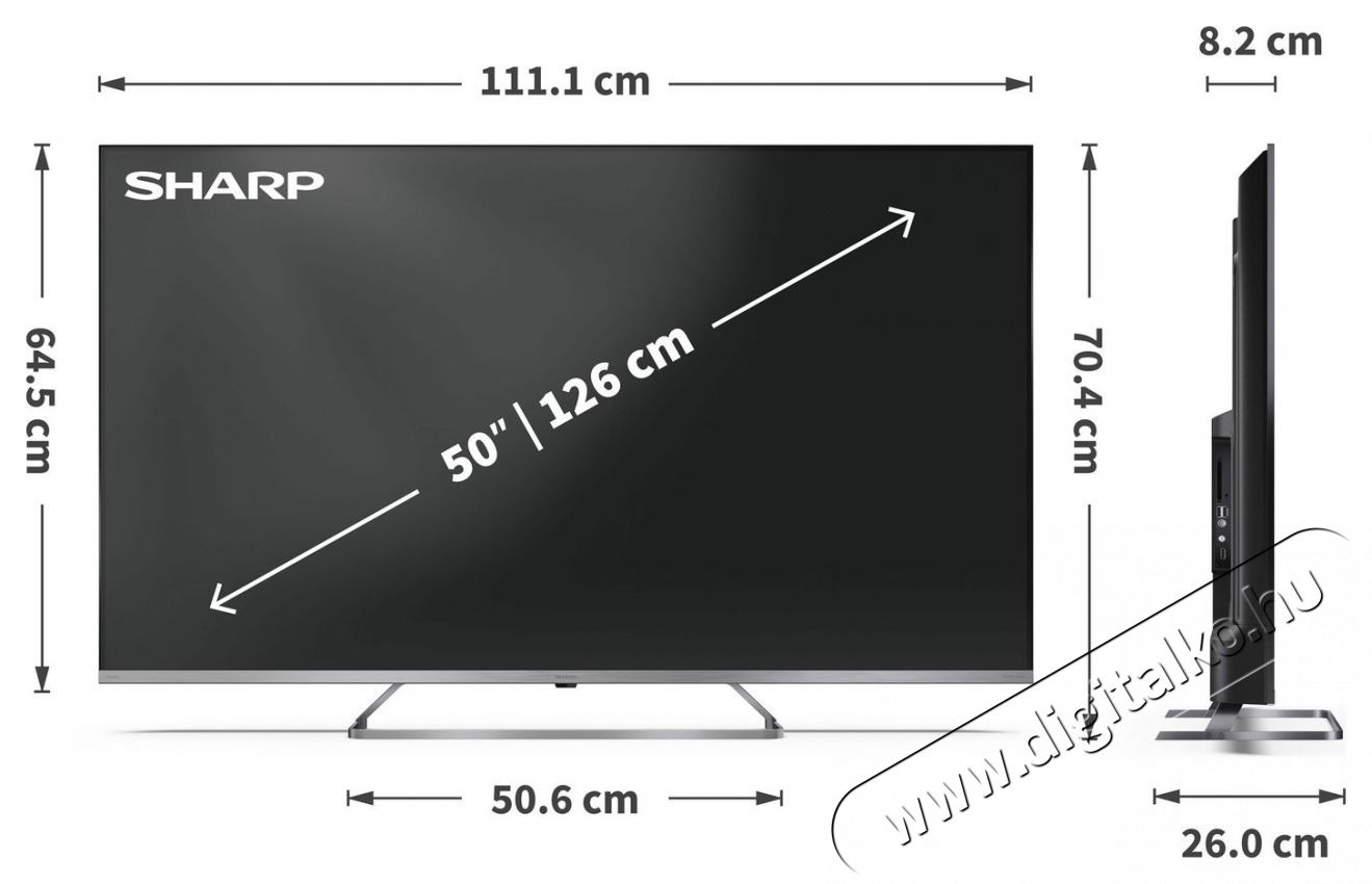 SHARP 50JP7265E 126cm-es 4K Ultra HD QLED MiniLED Google TV Harman Kardon hangsz&oacute;r&oacute;kkal Telev&iacute;zi&oacute;k - LED telev&iacute;zi&oacute; - UHD 4K felbont&aacute;s&uacute; - 531440