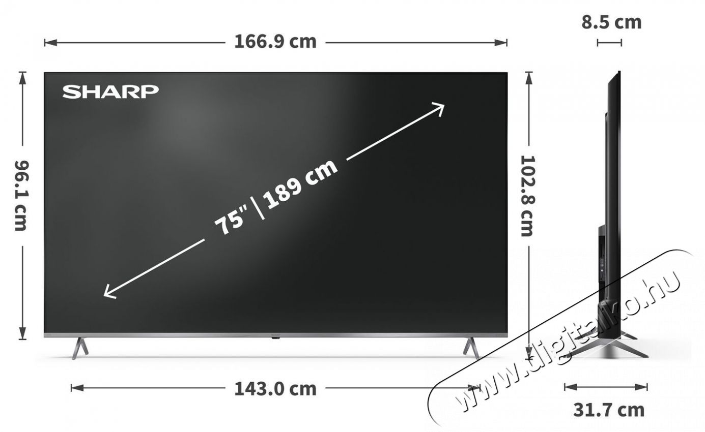 SHARP 75JP7265E 189cm-es 4K Ultra HD QLED MiniLED Google TV Harman Kardon hangsz&oacute;r&oacute;kkal Telev&iacute;zi&oacute;k - LED telev&iacute;zi&oacute; - UHD 4K felbont&aacute;s&uacute; - 531441