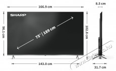 SHARP 75JP7265E 189cm-es 4K Ultra HD QLED MiniLED Google TV Harman Kardon hangsz&oacute;r&oacute;kkal Telev&iacute;zi&oacute;k - LED telev&iacute;zi&oacute; - UHD 4K felbont&aacute;s&uacute; - 531441