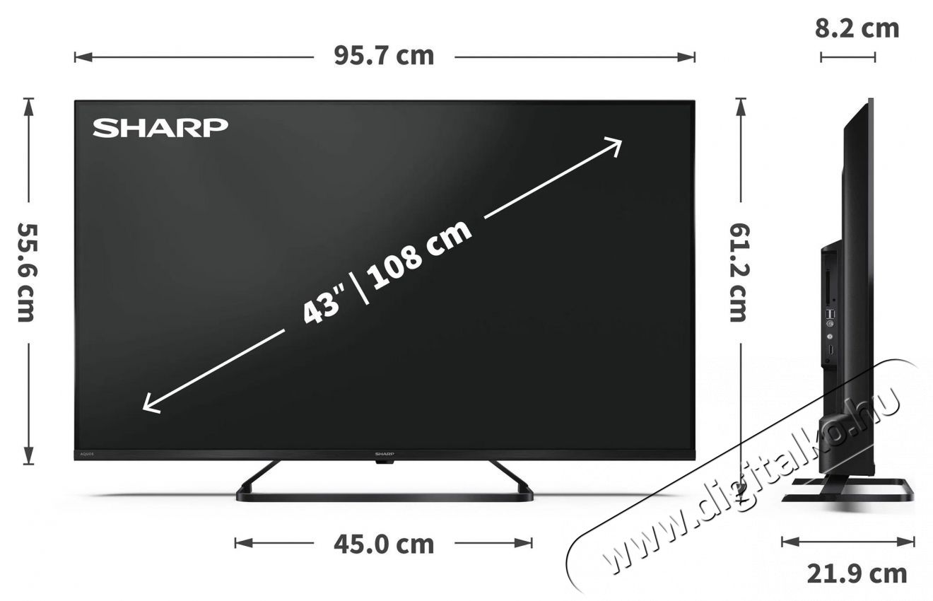 SHARP 43HP6265E 108cm-es 4K Ultra HD QLED Google TV Telev&iacute;zi&oacute;k - LED telev&iacute;zi&oacute; - UHD 4K felbont&aacute;s&uacute; - 530960