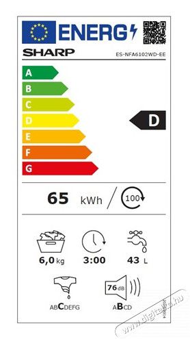 SHARP ESNFA6102WDEE el&ouml;lt&ouml;ltős keskeny mos&oacute;g&eacute;p H&aacute;ztart&aacute;s / Otthon / K&uuml;lt&eacute;r - Mos&oacute;g&eacute;p / sz&aacute;r&iacute;t&oacute;g&eacute;p - El&ouml;lt&ouml;ltős keskeny (45cm-ig) mos&oacute;g&eacute;p - 366862