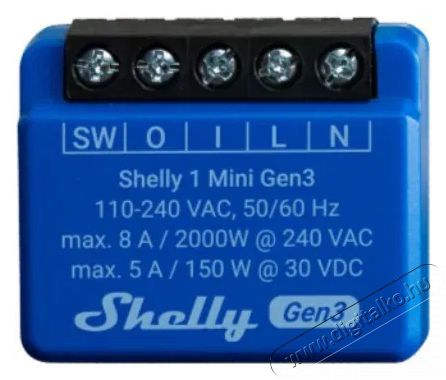 SHELLY Plus 1 Mini, kapcsol&oacute;modul, WiFi, Gen3 H&aacute;ztart&aacute;s / Otthon / K&uuml;lt&eacute;r - Okos otthon - Kieg&eacute;sz&iacute;tő - 521477